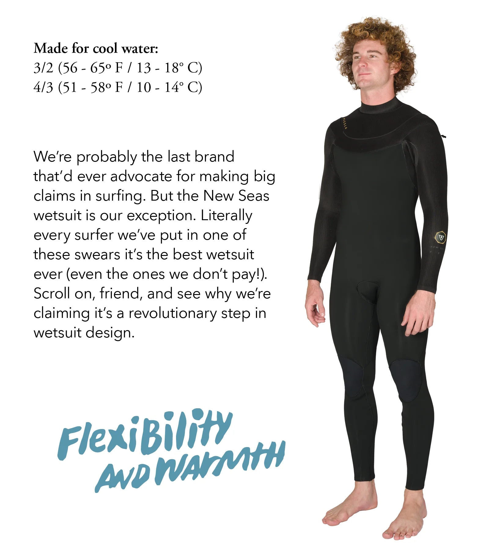 Vissla Mens New Seas 3-2 U-Zip Wetsuit Graphite