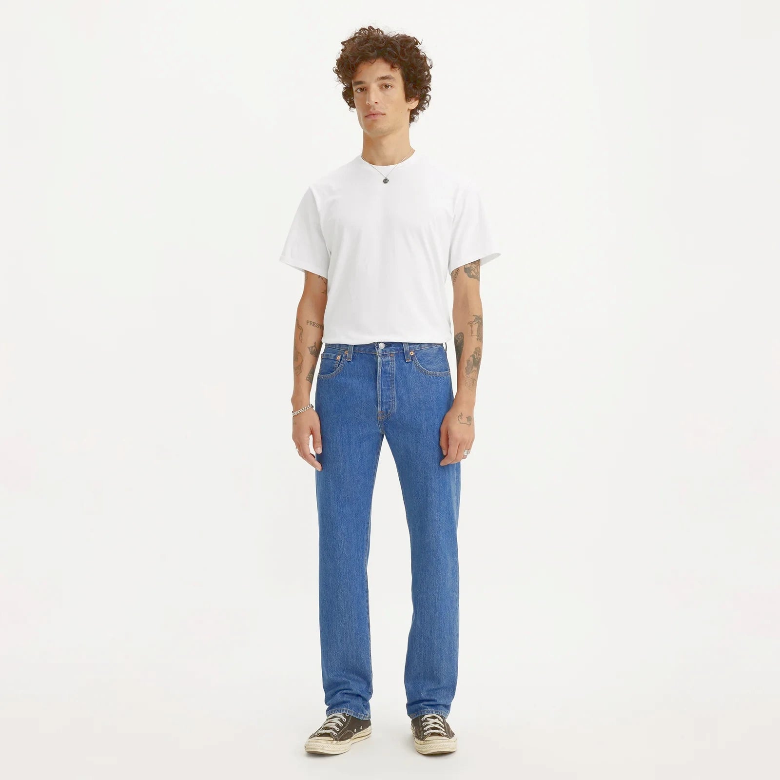 Levis Unisex 501 Original Denim Medium Stone Wash