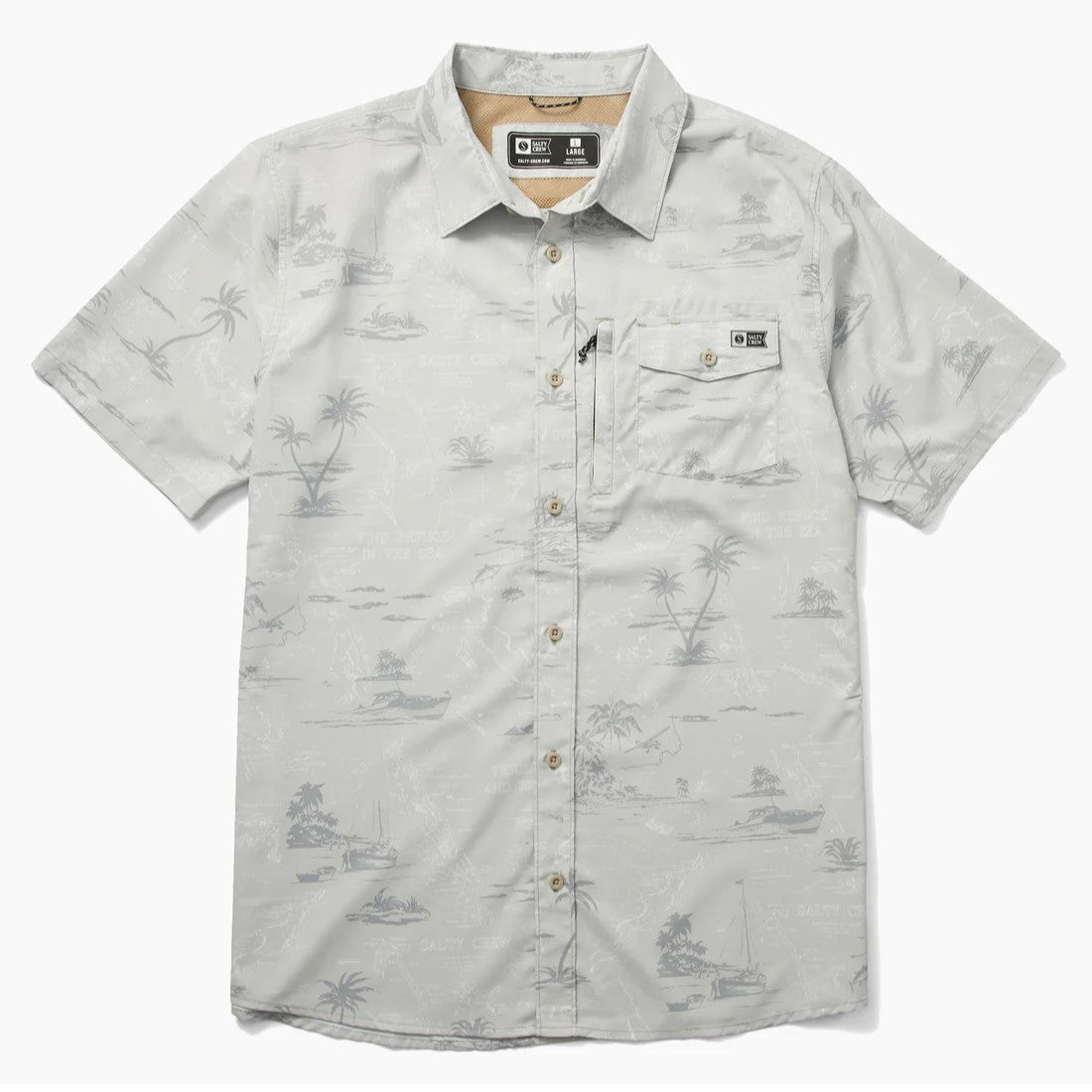 Salty Crew Mens Seafarer Ss Tech Woven Shirt Grey