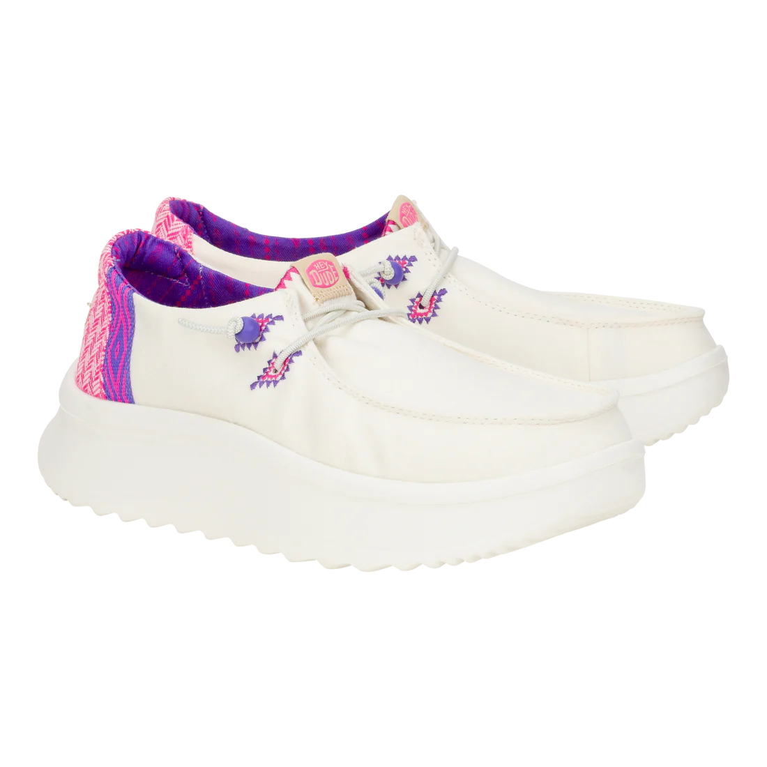 Hey Dude Womens Wendy Peak Woven White Pink